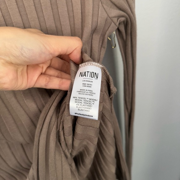 Nation‎ LTD Small Akiko High Split Slit Tunic Top Sahara Light Brown Rib Fall - Picture 8 of 11